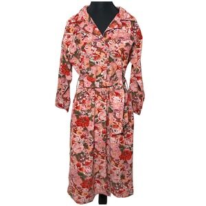 Passports Womens Floral Corduroy Midi Shirt Dress Belted Cottage Boho M Spring